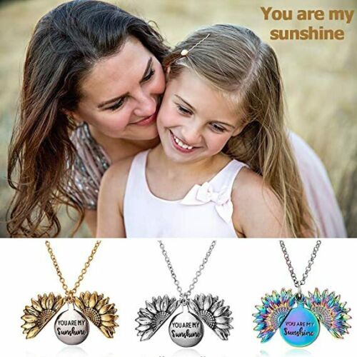 💍✅Sunflower Pendant Charm "You Are My Sunshine"  Sunflower Open Locket Chain Necklace Gift by Js House - Image 2