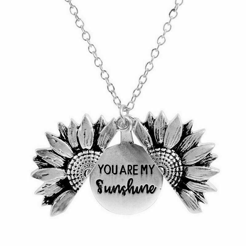 💍✅Sunflower Pendant Charm "You Are My Sunshine"  Sunflower Open Locket Chain Necklace Gift by Js House - Image 7