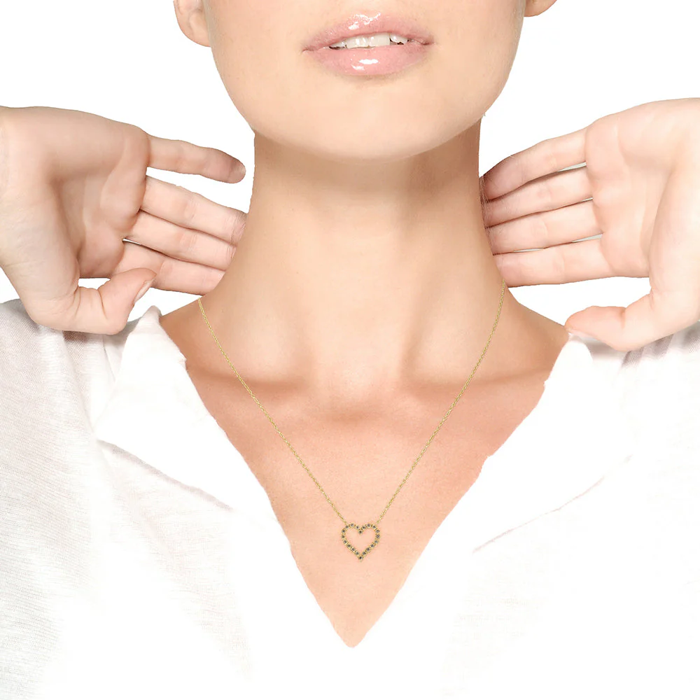 10K Yellow Gold Flashed .925 Sterling Silver 1/2 Cttw Champagne Diamond Miracle Plate Heart Pendant Necklace (K-L Color, I1-I2 Clarity) - 18" by Infinite Jewels - Image 4