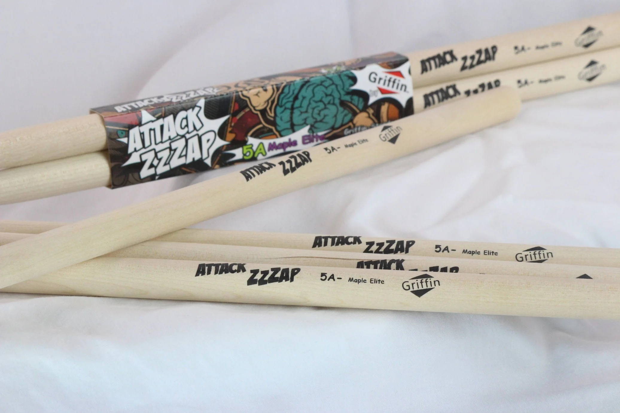 12 Pairs of Select Elite Maple Wood Drum Sticks by GRIFFIN Attack Zzzap - Size 5A Premium Balanced, Level and Straight - Drummers Percussion Classic by GeekStands.com - Image 2