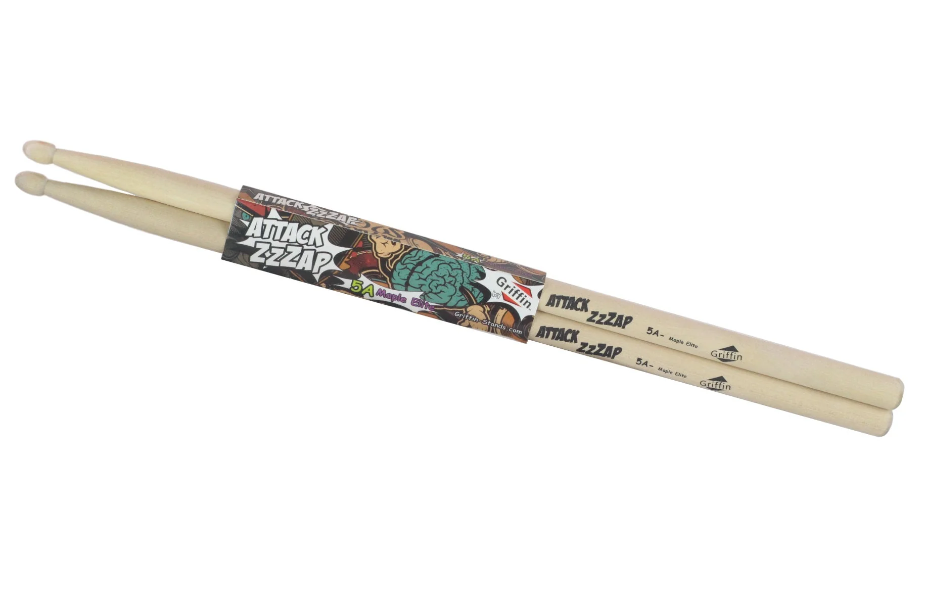 12 Pairs of Select Elite Maple Wood Drum Sticks by GRIFFIN Attack Zzzap - Size 5A Premium Balanced, Level and Straight - Drummers Percussion Classic by GeekStands.com - Image 5