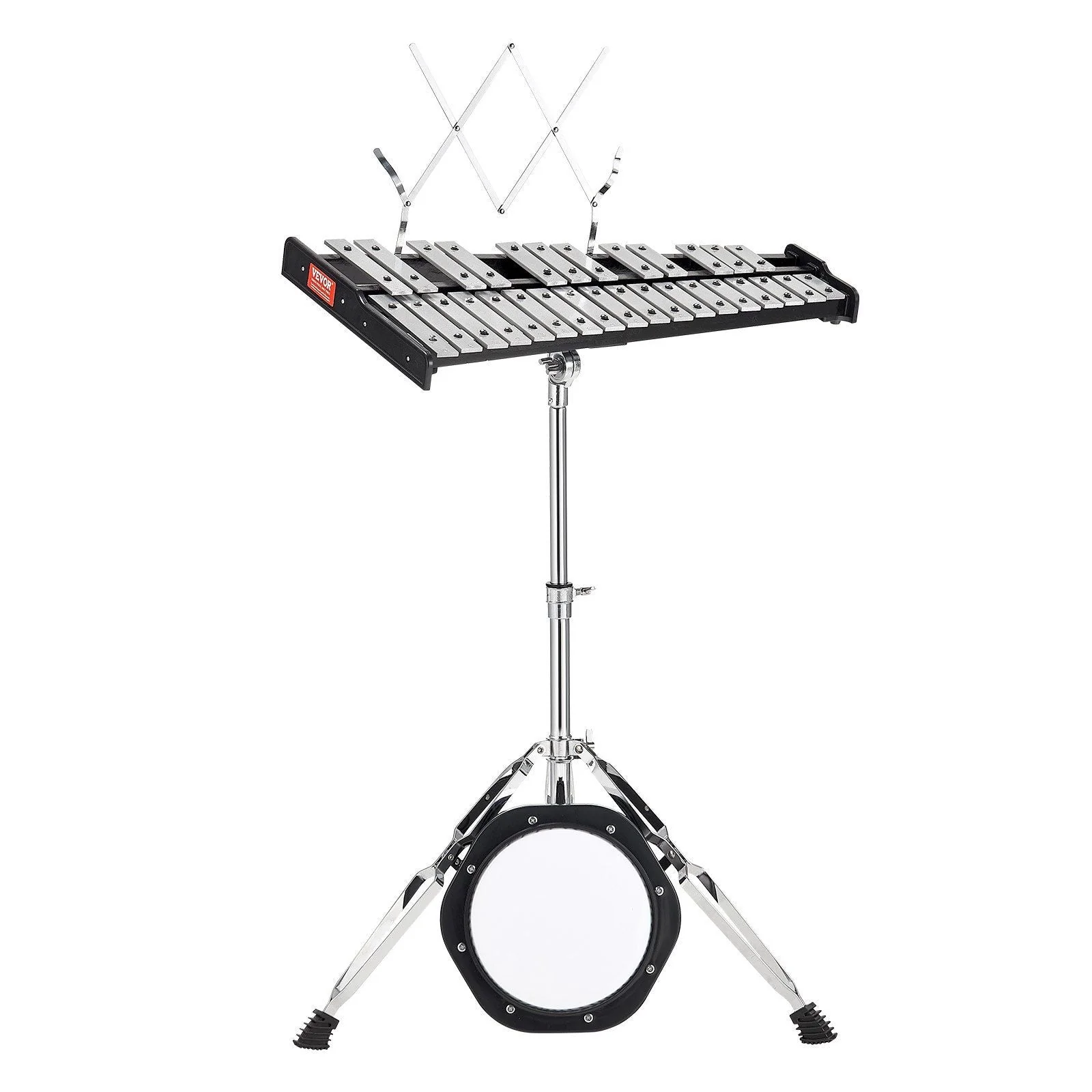 30 Note Glockenspiel Xylophone Bell Kit, Professional Percussion Instrument Set with Mallets, Drum Sticks, Music Stand, 8" Practice Pad, Adjustable Stand and Carrying Bag for Students & Adults