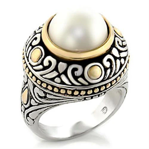 7X137 - Reverse Two-Tone Brass Ring with Synthetic in White - Image 2