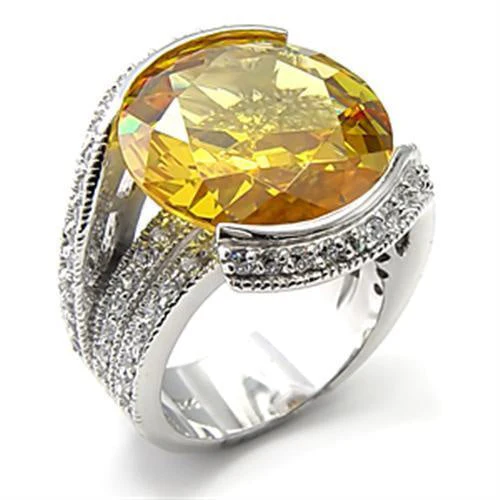 7X288 - Rhodium 925 Sterling Silver Ring with AAA Grade CZ in Topaz - Image 3
