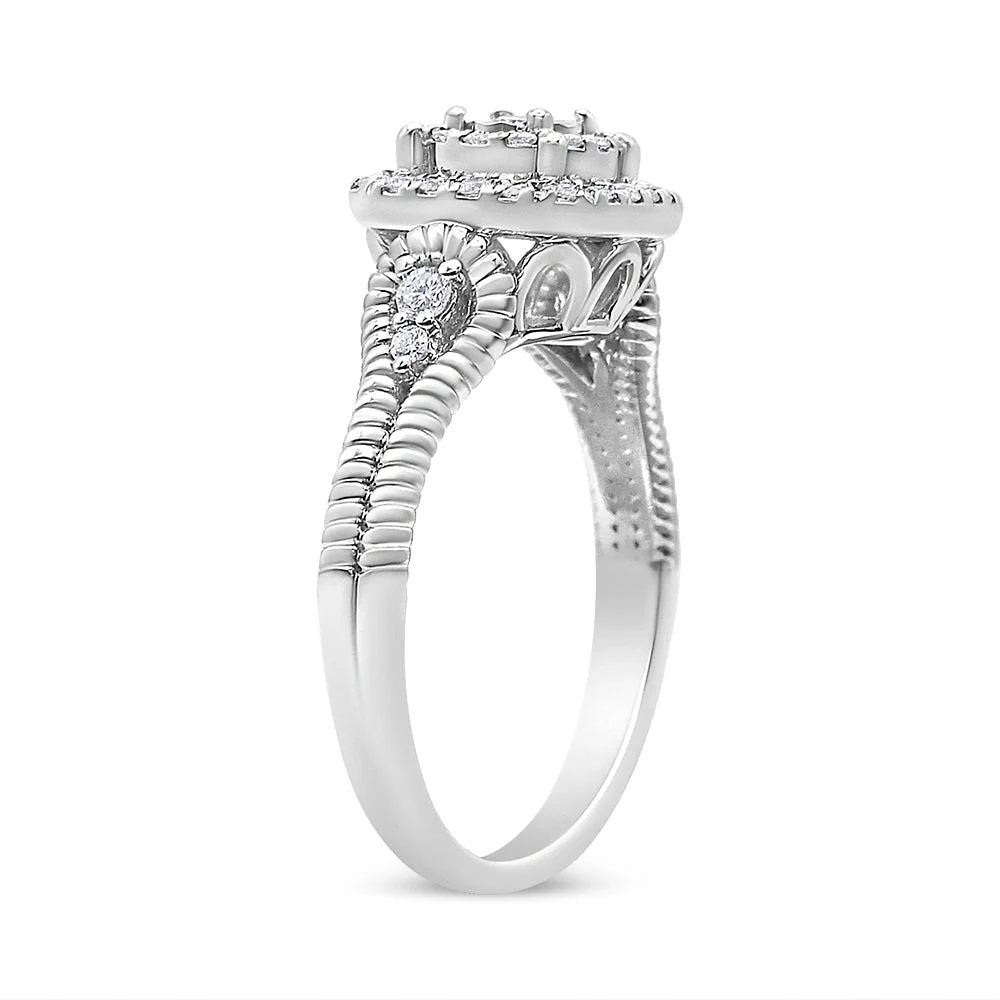 .925 Sterling Silver 1/3 Cttw Miracle Set Round-Cut Diamond Cocktail Ring (H-I Color, I1-I2 Clarity) by Haus of Brilliance - Image 4
