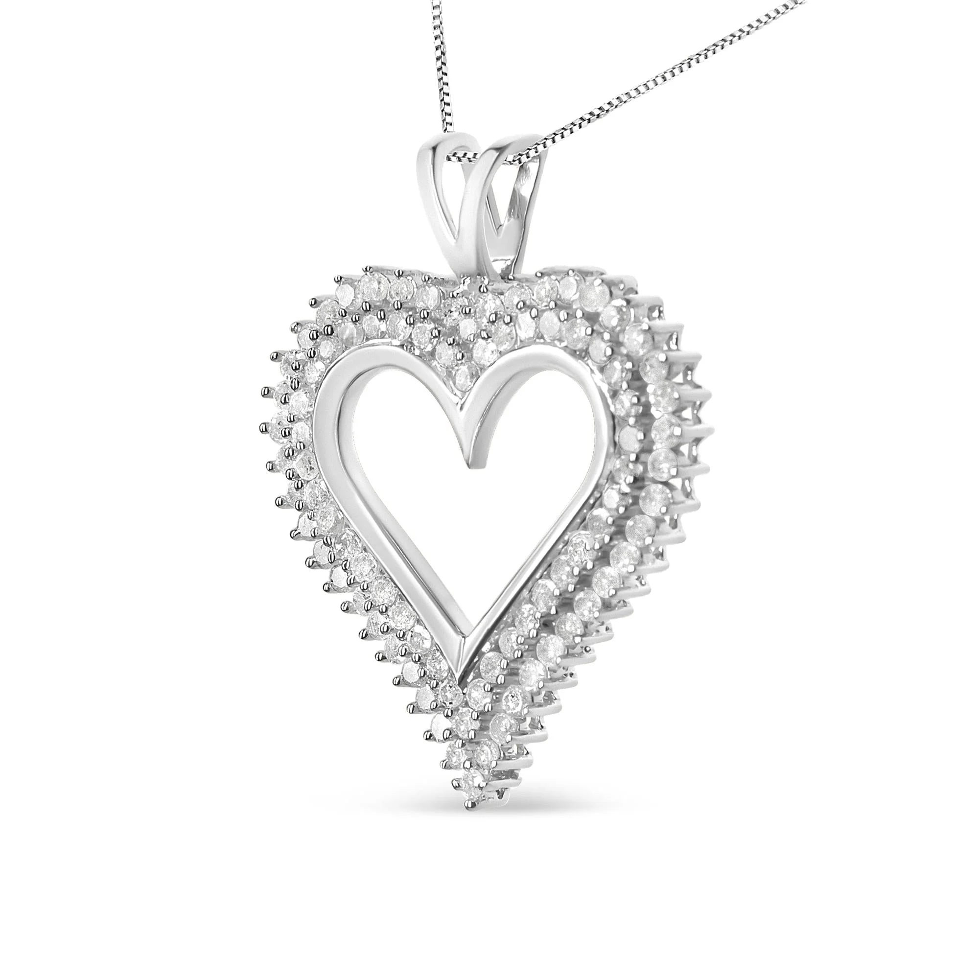 .925 Sterling Silver Diamond Heart 18" Pendant Necklace (I-J Color, I2-I3 Clarity) by Haus of Brilliance - Image 23