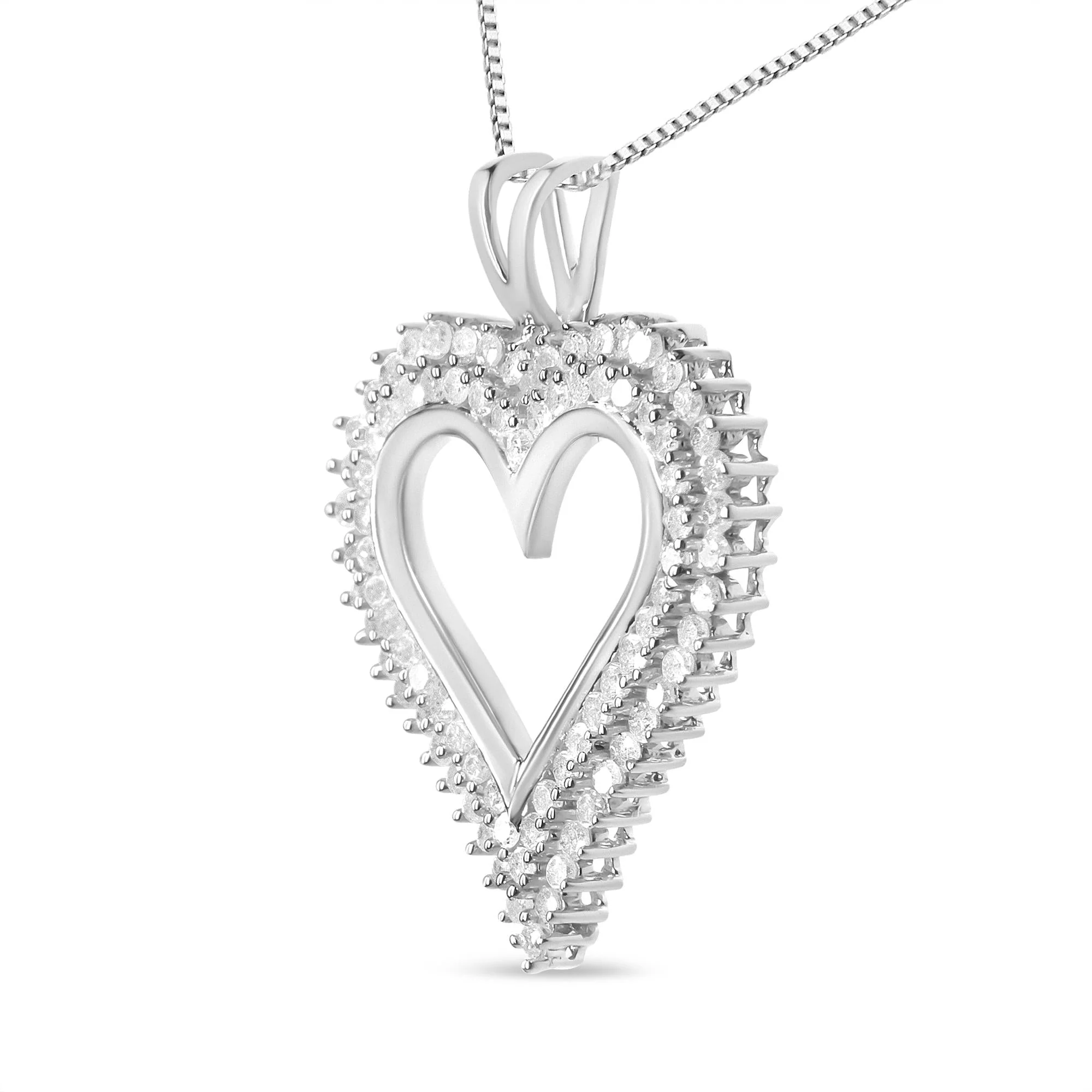 .925 Sterling Silver Diamond Heart 18" Pendant Necklace (I-J Color, I2-I3 Clarity) by Haus of Brilliance - Image 35
