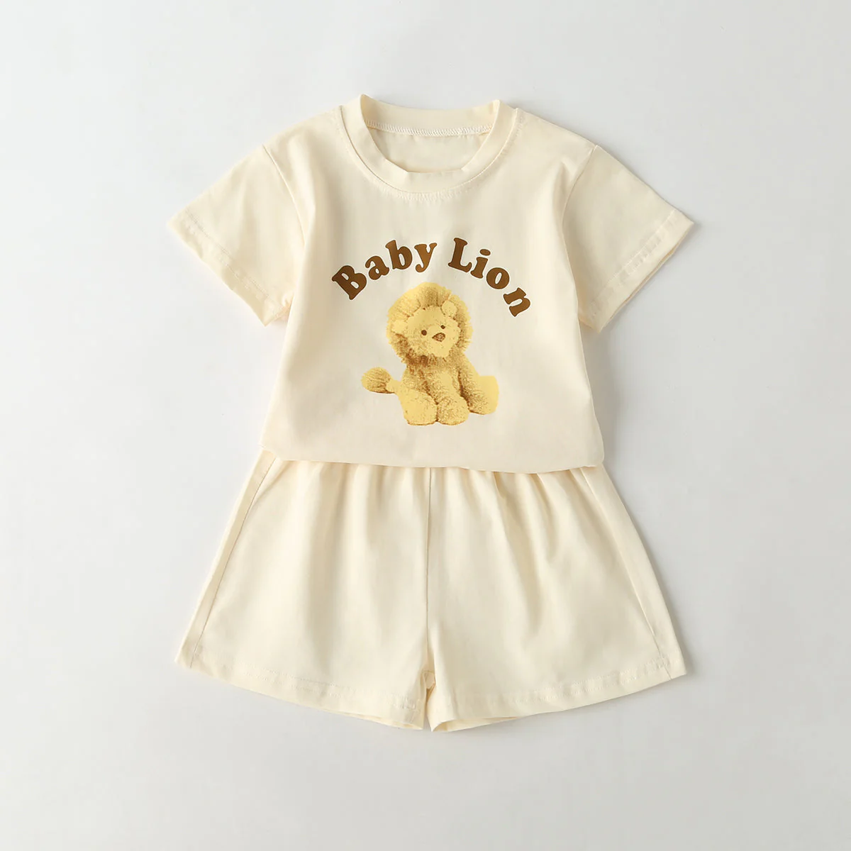 Baby Cartoon Animal & Slogan Pattern Short Sleeved Tee Combo Solid Shorts Sets by MyKids-USA™ - Image 5