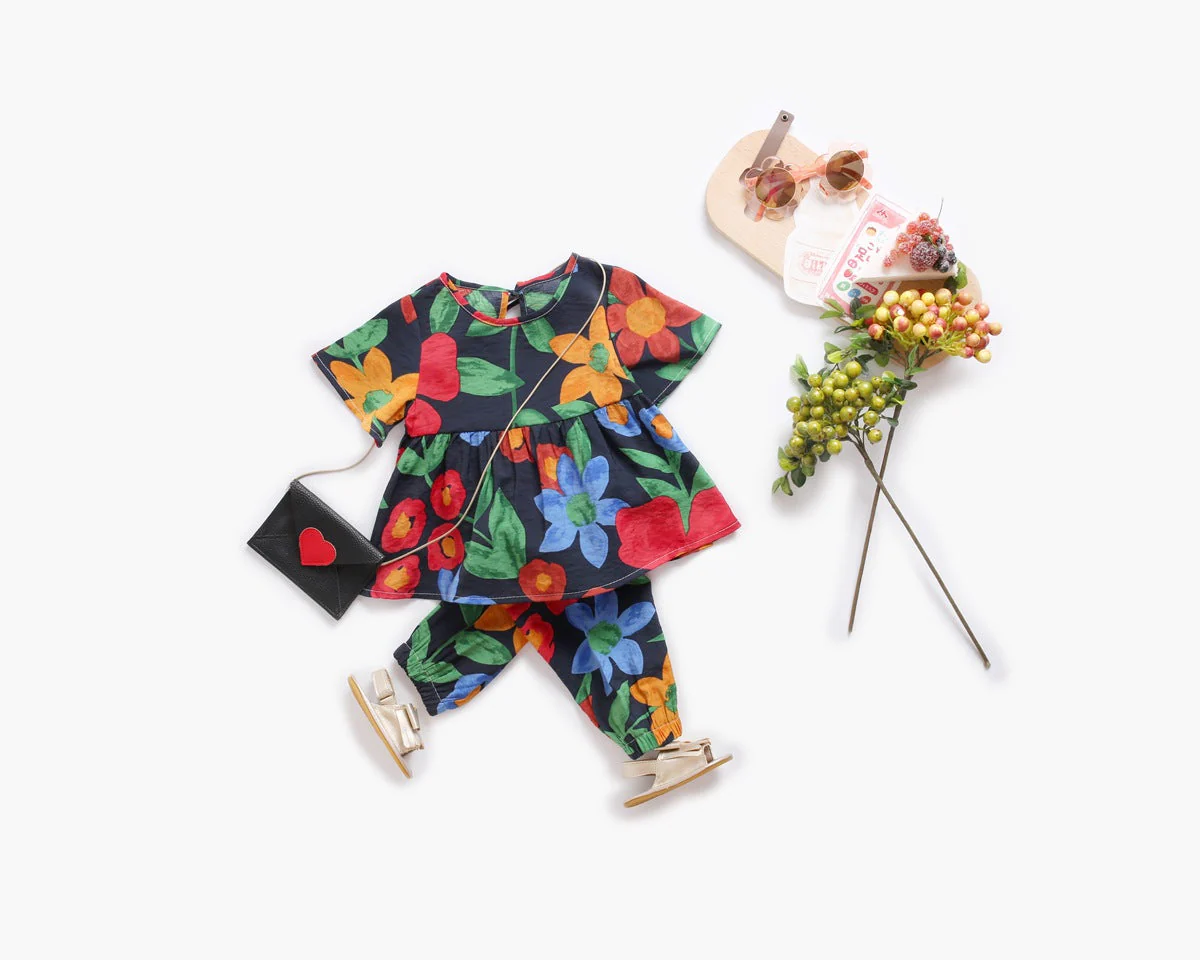 Baby Girl Floral Print O-Neck T-Shirt Combo Trousers 2-Pieces Sets by MyKids-USA™ - Image 4