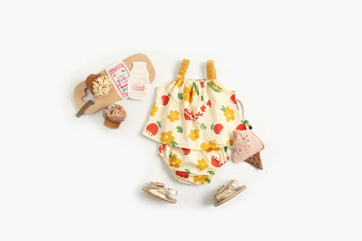Baby Girl Floral Print Pattern Sleeveless Tops Combo Shorts 2-Pieces Sets In Summer by MyKids-USA™ - Image 3