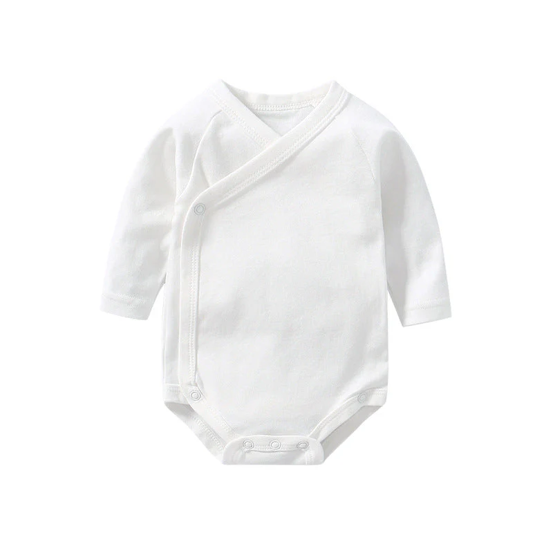 Baby Multi Color Bias Placket With Slanting Button Long Sleeve Onesies by MyKids-USA™ - Image 2