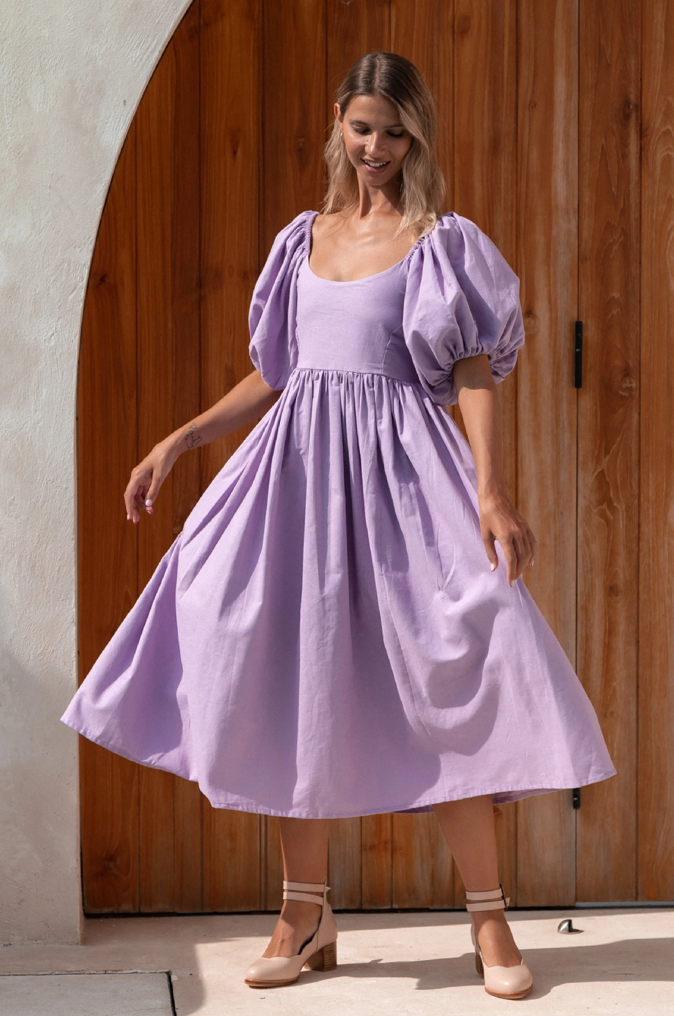 Cherie Puff Sleeve Midi Dress by ELF - Image 44