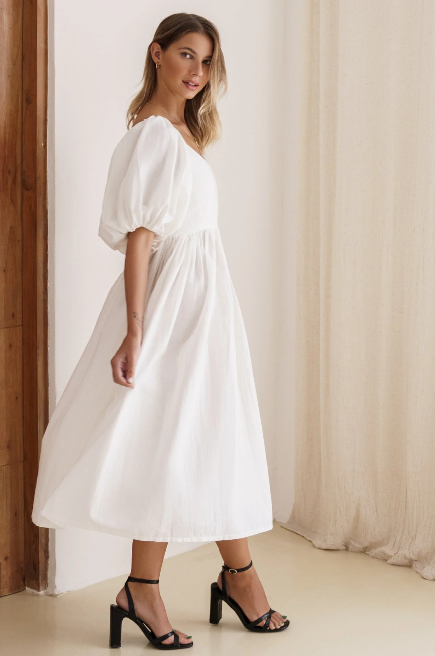 Cherie Puff Sleeve Midi Dress by ELF - Image 44