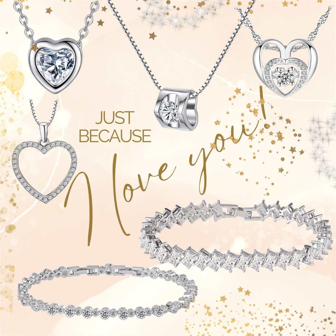 Crystal Heart Necklace for Women in White or Rose Gold by Hollywood Sensation® - Image 6
