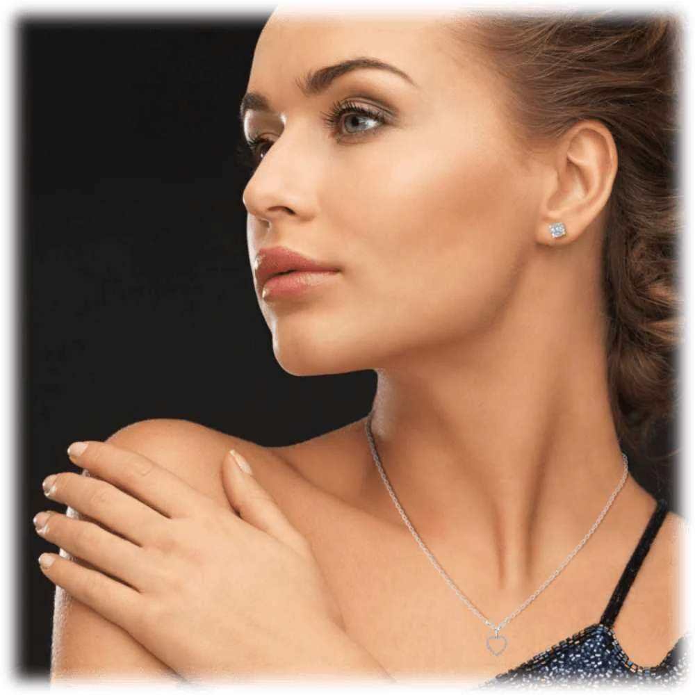 Crystal Heart Necklace White Gold with Cubic Zirconia Stones by Hollywood Sensation® - Image 2