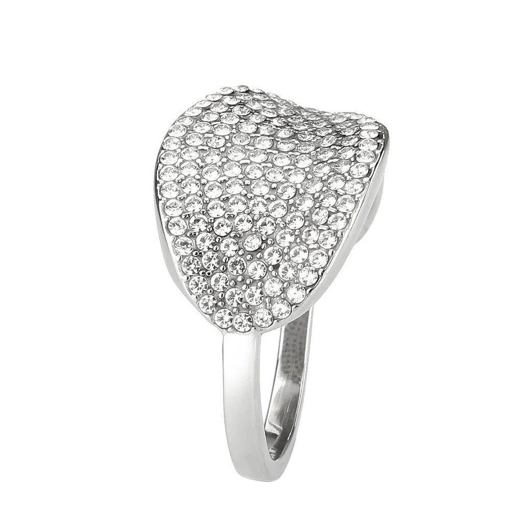 DA388 - High polished (no plating) Stainless Steel Ring with AAA Grade CZ in Clear - Image 6