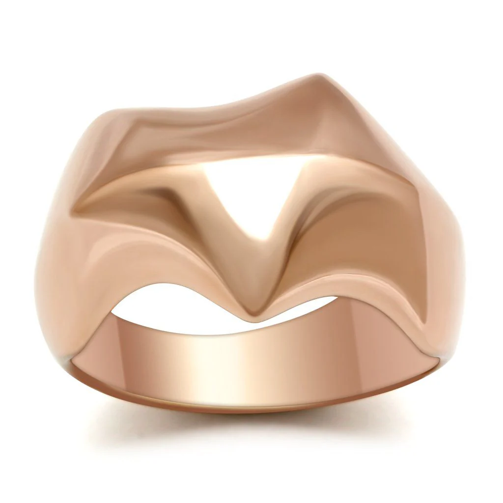 GL161 - IP Rose Gold(Ion Plating) Brass Ring with No Stone - Image 5