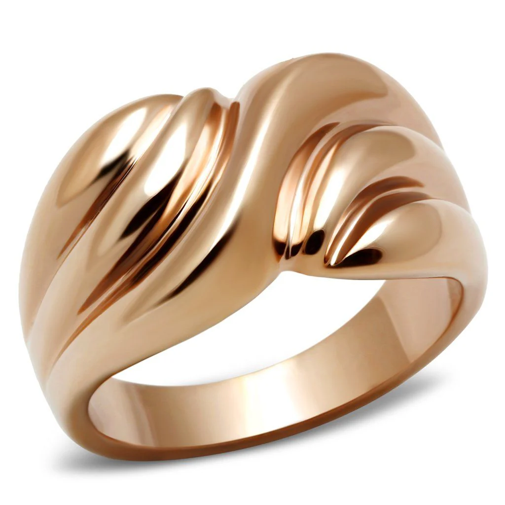 GL214 - IP Rose Gold(Ion Plating) Brass Ring with No Stone - Image 6