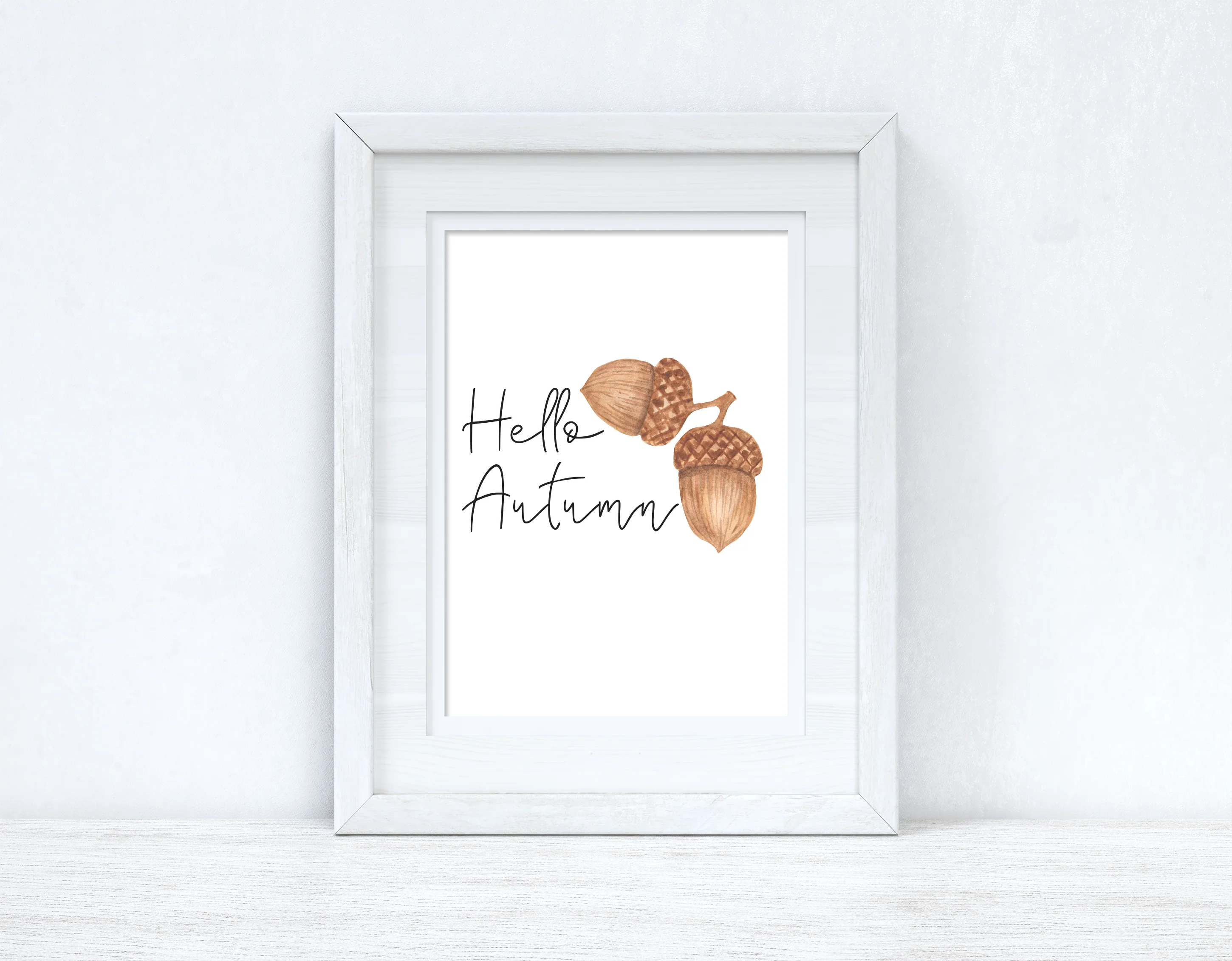 Hello Autumn Acorn Autumn Seasonal Wall Home Decor Print by WinsterCreations™ Official Store - Image 2