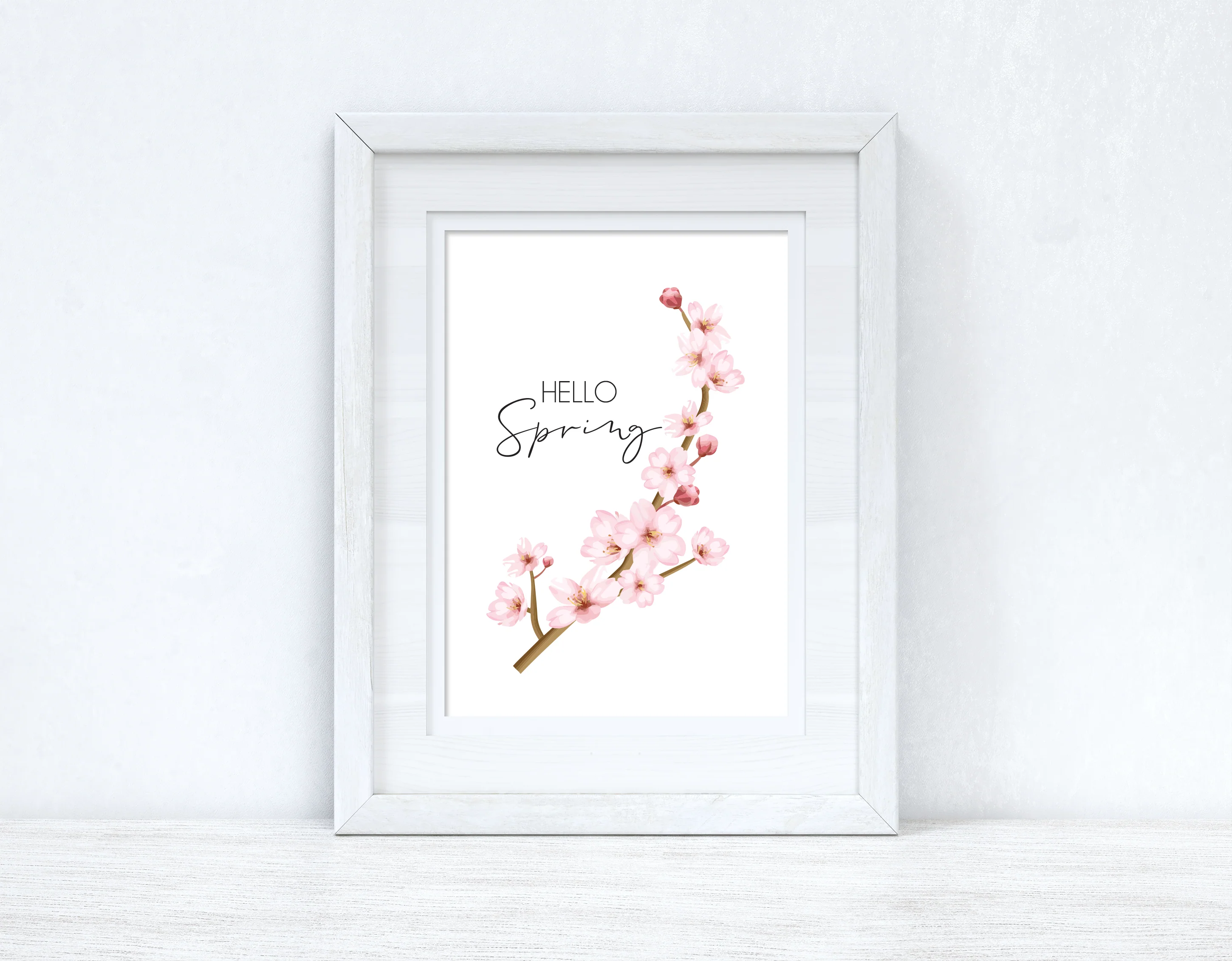 Hello Spring Cherry Blossom Spring Seasonal Wall Home Decor Print by WinsterCreations™ Official Store - Image 2