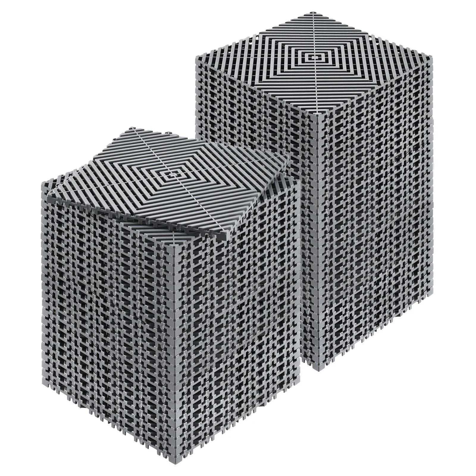 Interlocking Drainage Mat, 12'x12' Modular Interlocking Cushion Durable PP Material, 55 Pcs Splicing Drainage Mats, Non-Slip Drainage Floor Tile and Shower Mat, for Garage, Garden, Kitchen, Grey
