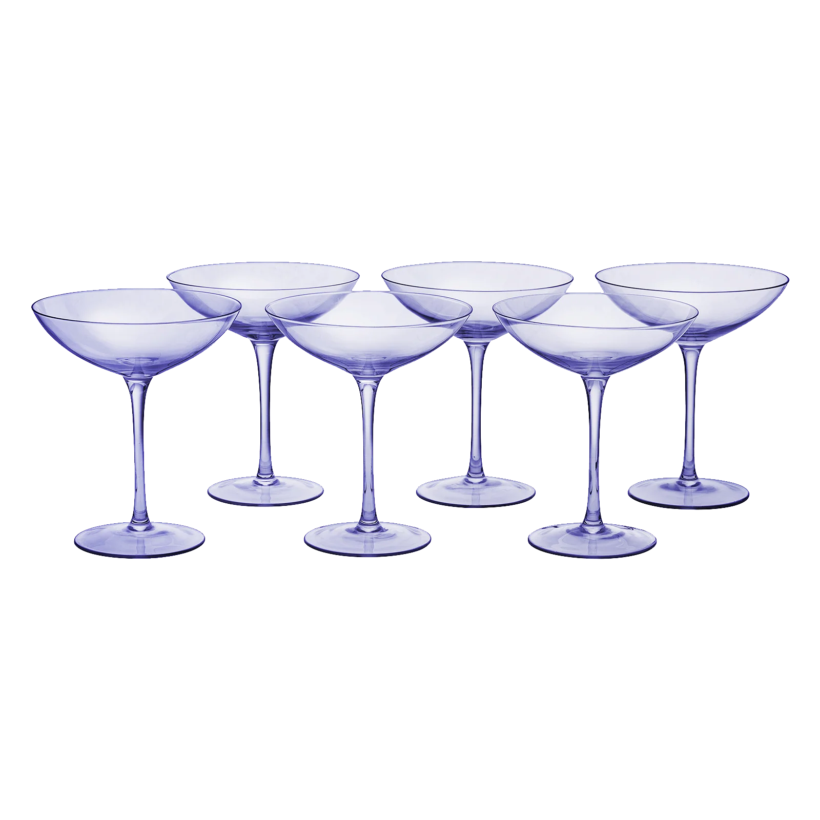 Lavender Champagne Coupes 12oz Set of 6 by The Wine Savant - Colored Champagne Glasses, Prosecco, Mimosa Glasses Set, Cocktail Glass Set, Bar Glassware Bachelorette Anniversary Gifts by The Wine Savant