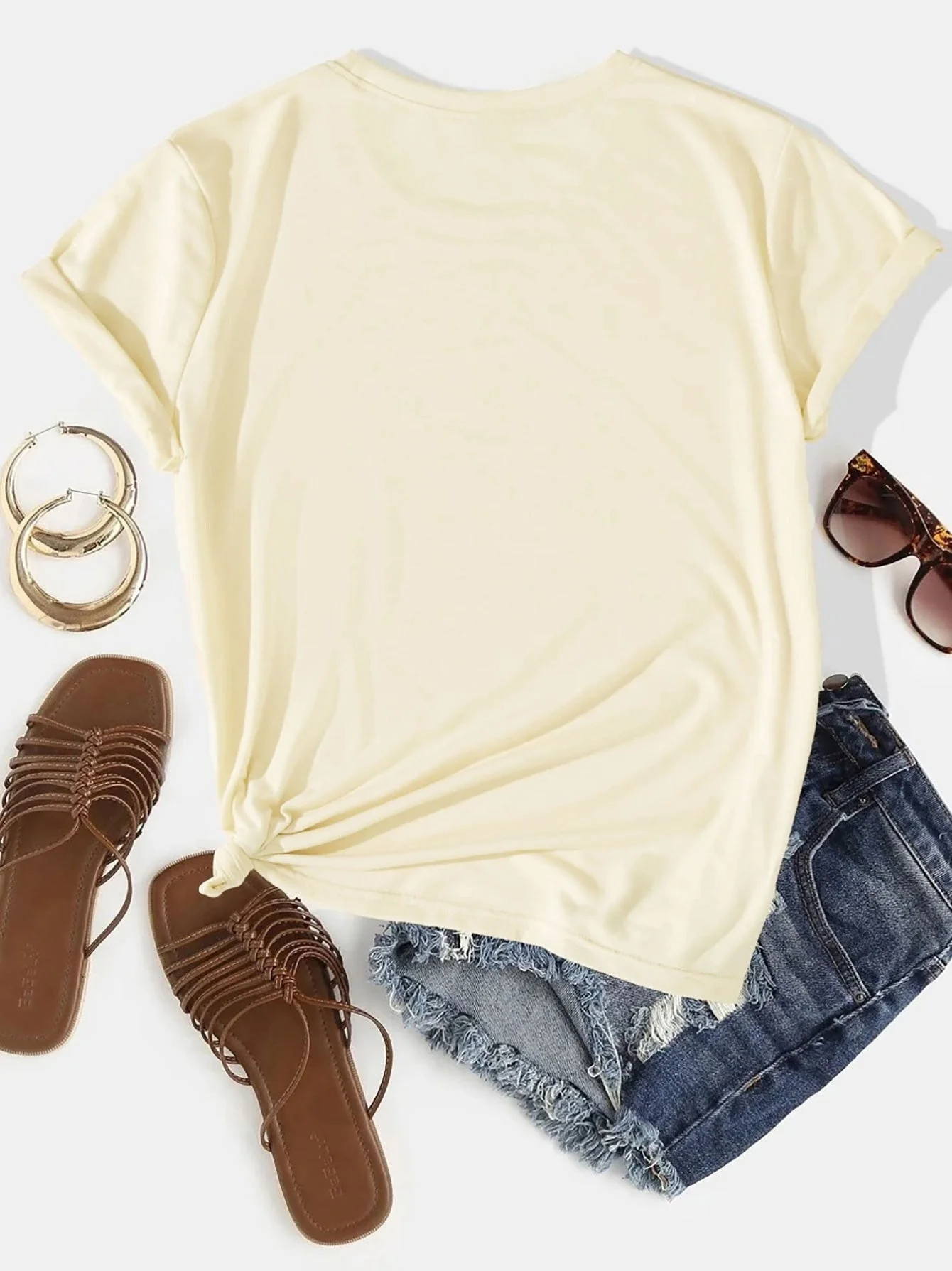 Letter Graphic Round Neck Short Sleeve T-Shirt - Image 23