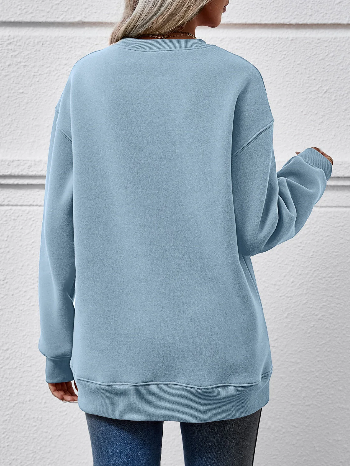 Letter Graphic Round Neck Sweatshirt - Image 12