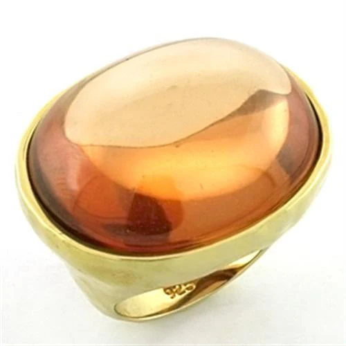 LOA651 - Gold 925 Sterling Silver Ring with AAA Grade CZ in Orange - Image 3
