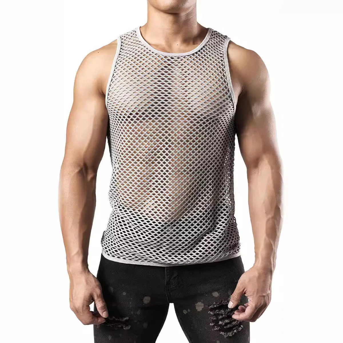 Men's Openwork Round Neck Tank - Image 6