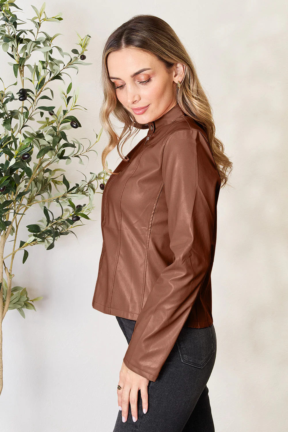 Mock Neck Zip Up Jacket - Image 8