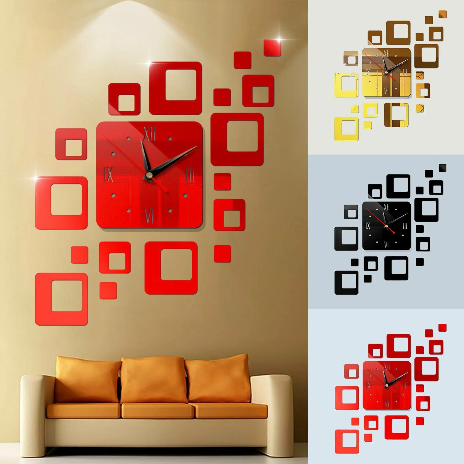 Modern DIY 3D Large Wall Clock Mirror Surface Sticker Art Design Home Decor Room _mkpt44 by Js House - Image 2