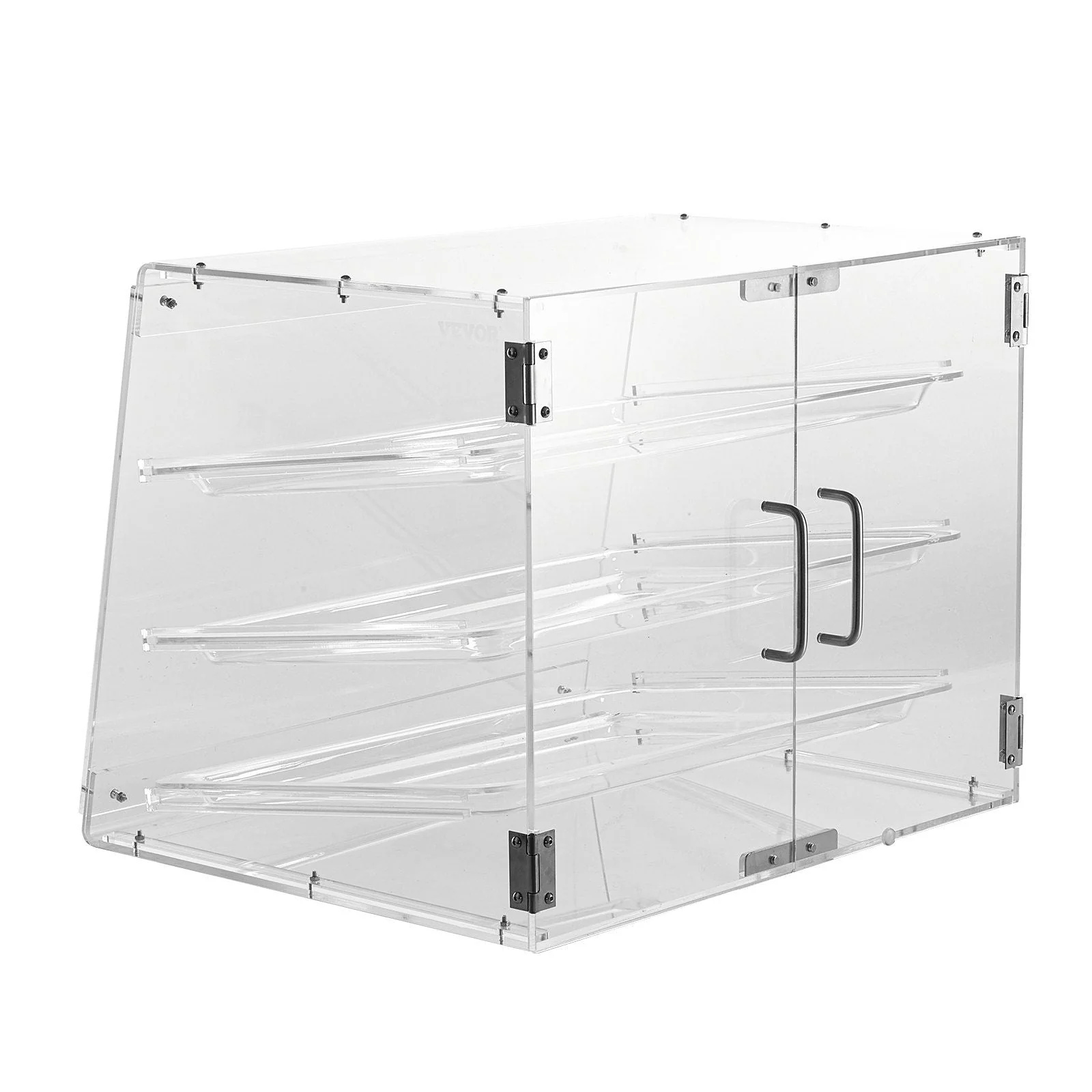 Pastry Display Case, 3-Tier Commercial Countertop Bakery Display Case, Acrylic Display Box with Rear Door Access & Removable Shelves, Keep Fresh for Donut Bagels Cake Cookie, 20.7"x14.2"x16.3"