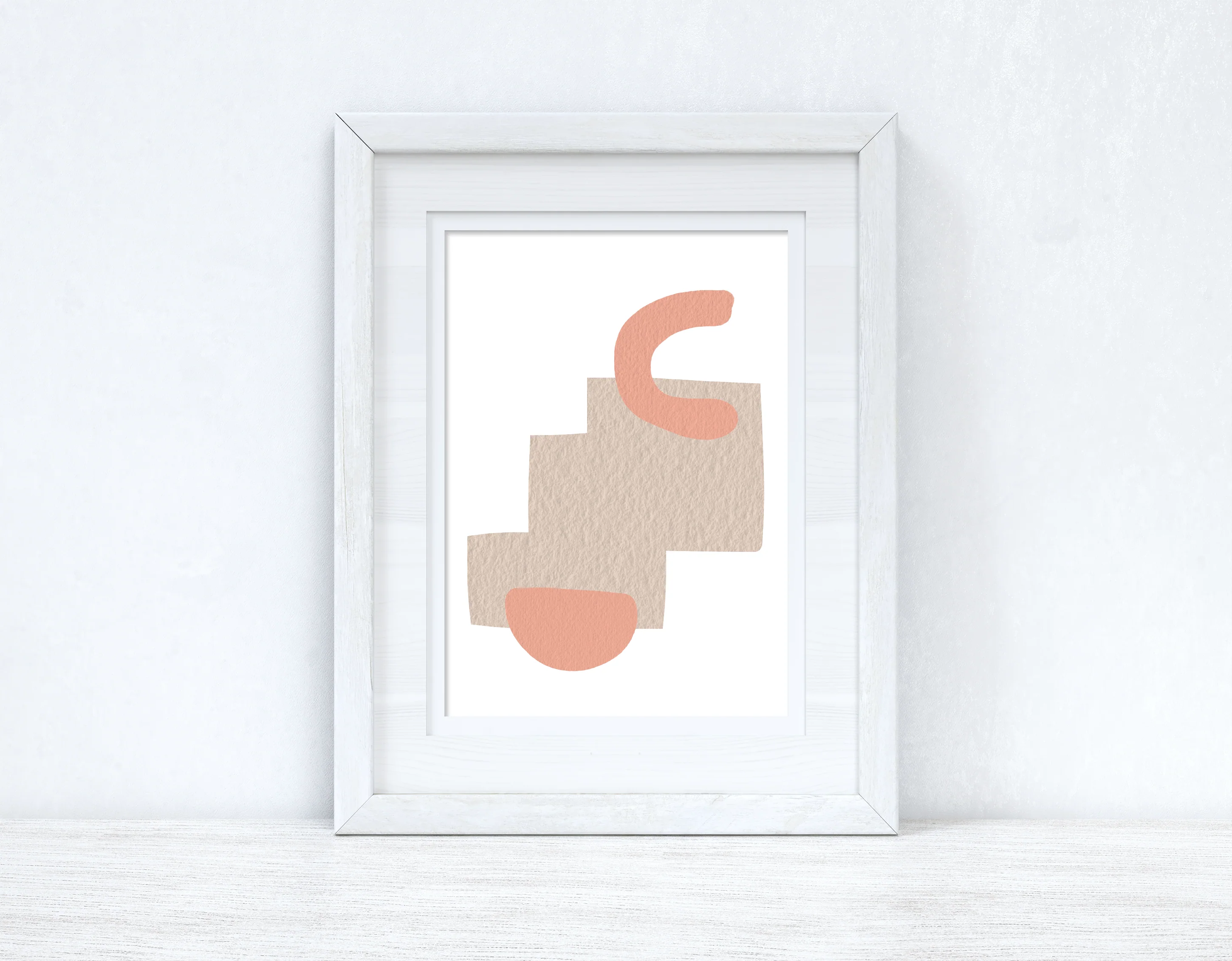Peach Pink & Beige Abstract 5 Colour Shapes Home Wall Decor Print by WinsterCreations™ Official Store