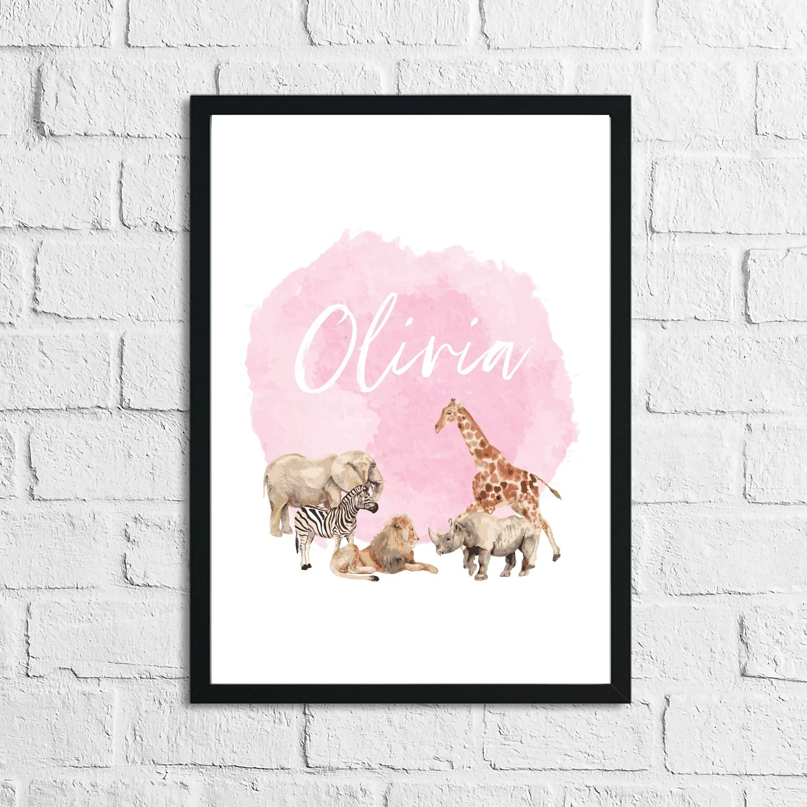 Personalised Zoo Animals Name Pink Children's Room Wall Decor Print by WinsterCreations™ Official Store - Image 2