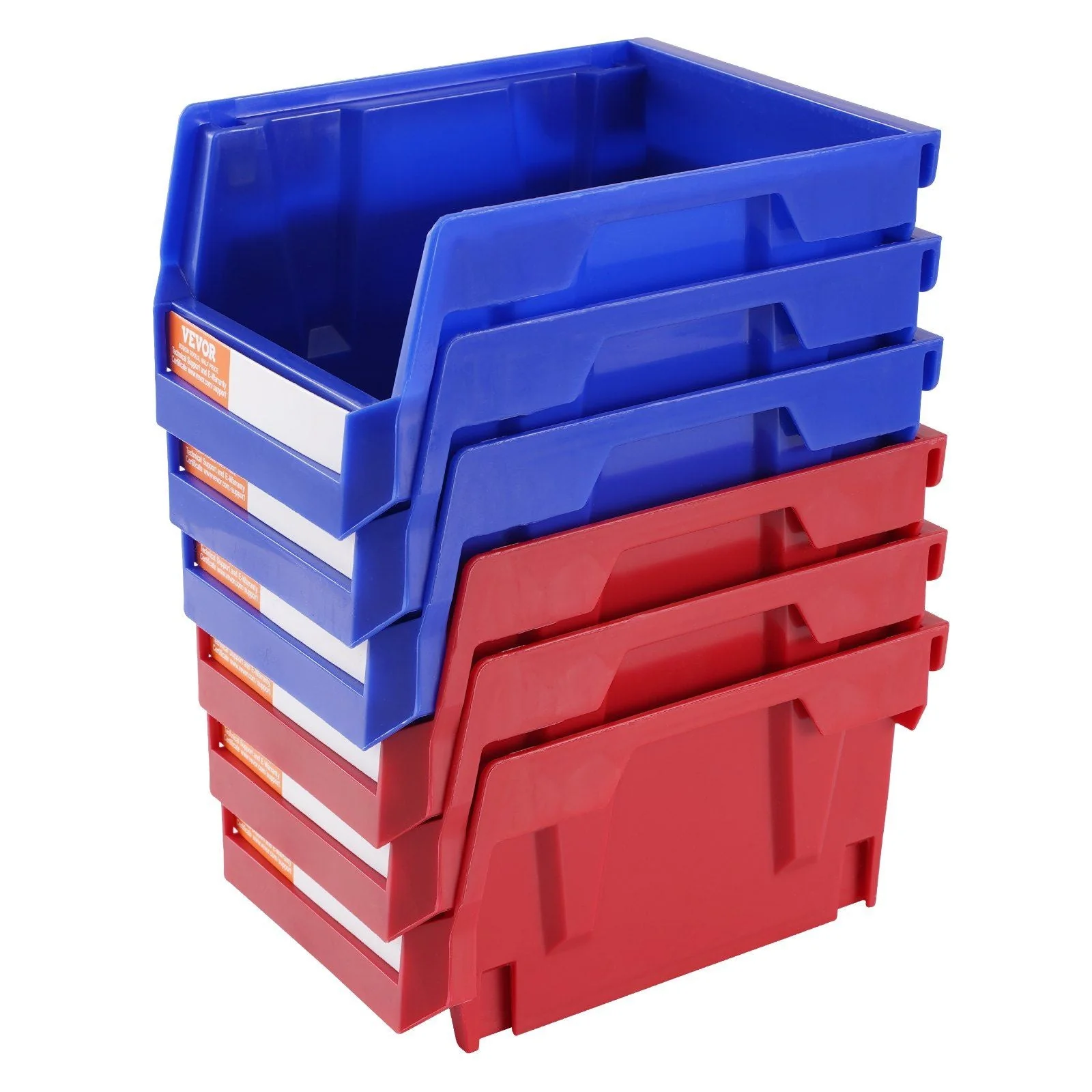 Plastic Storage Bin, (5-Inch x 4-Inch x 3-Inch), Hanging Stackable Storage Organizer Bin, Blue/Red, 24-Pack, Heavy Duty Stacking Containers for Closet, Kitchen, Office, or Pantry Organization