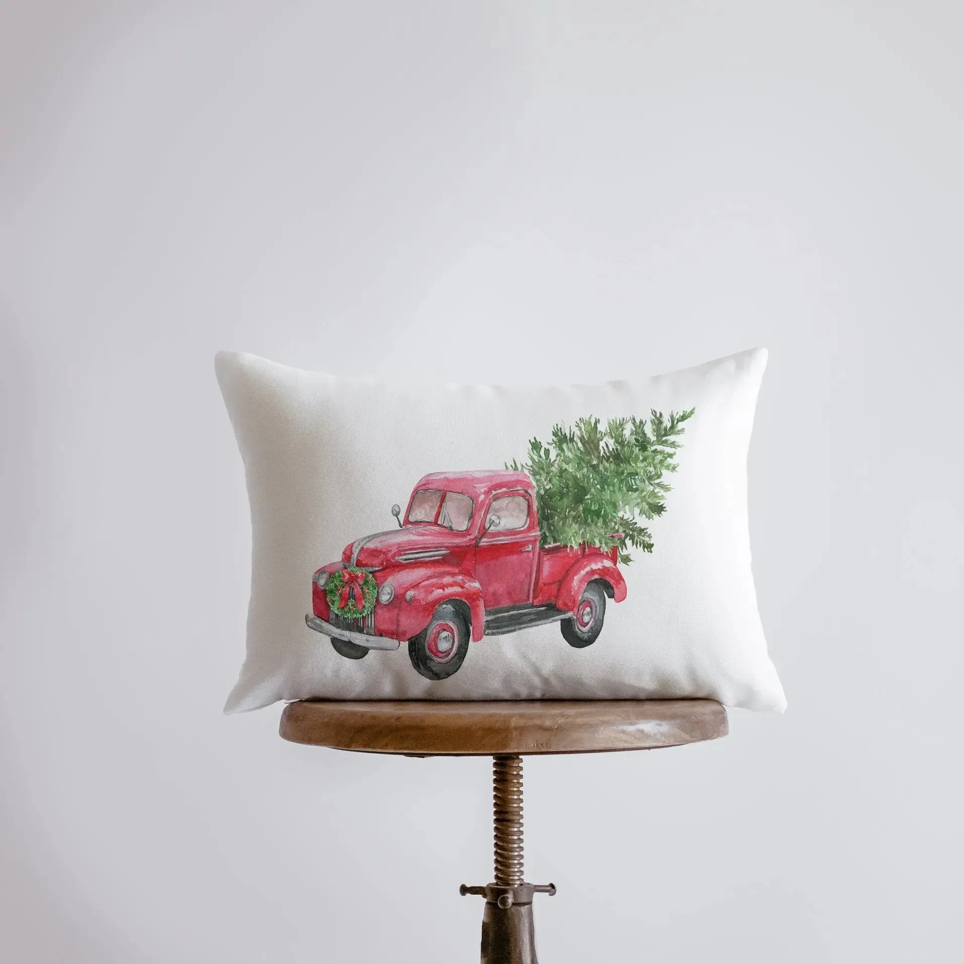 Red Truck with  Christmas Tree | Christmas Decor | Throw Pillow | Home Decor | Primitive Decor | Primitive Christmas Decor | Christmas Gifts by UniikPillows