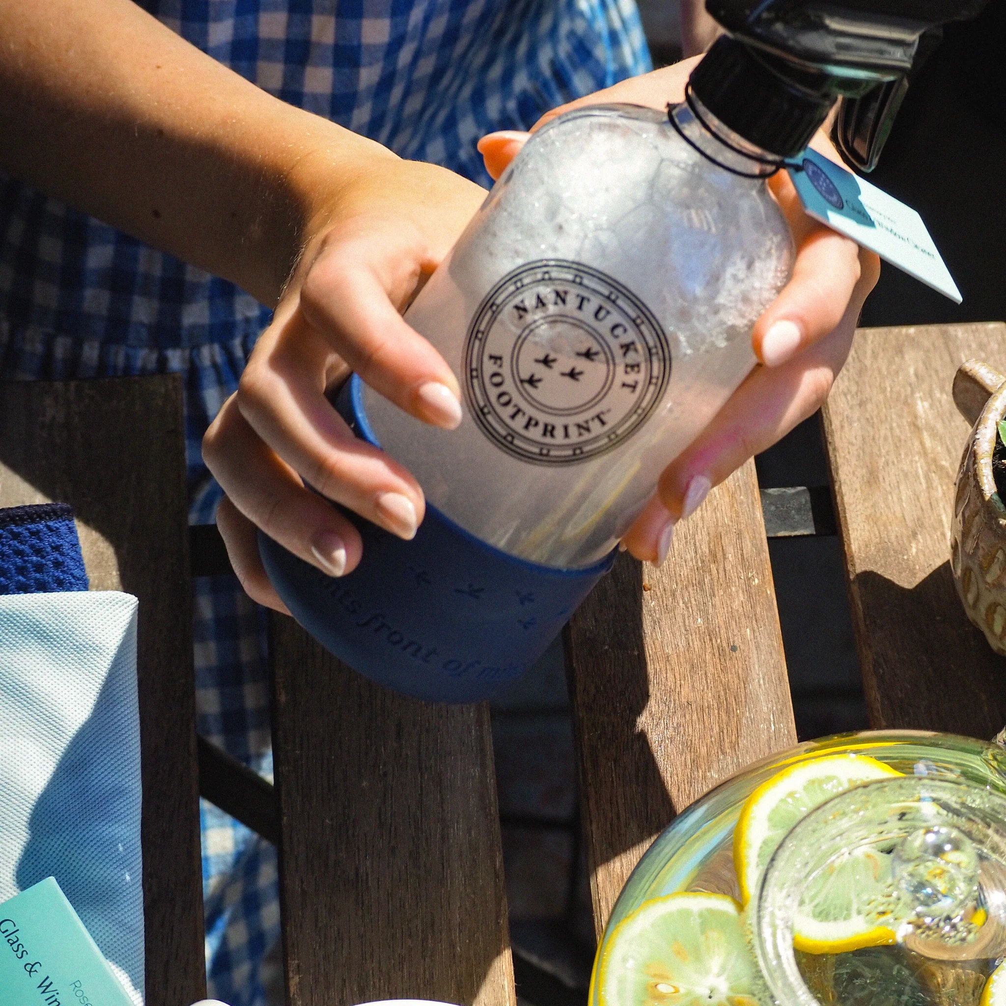Reusable 16 oz Glass Spray Bottle (Empty) with Silicone Cushion Base by Nantucket Spider & Nantucket Footprint - Image 3