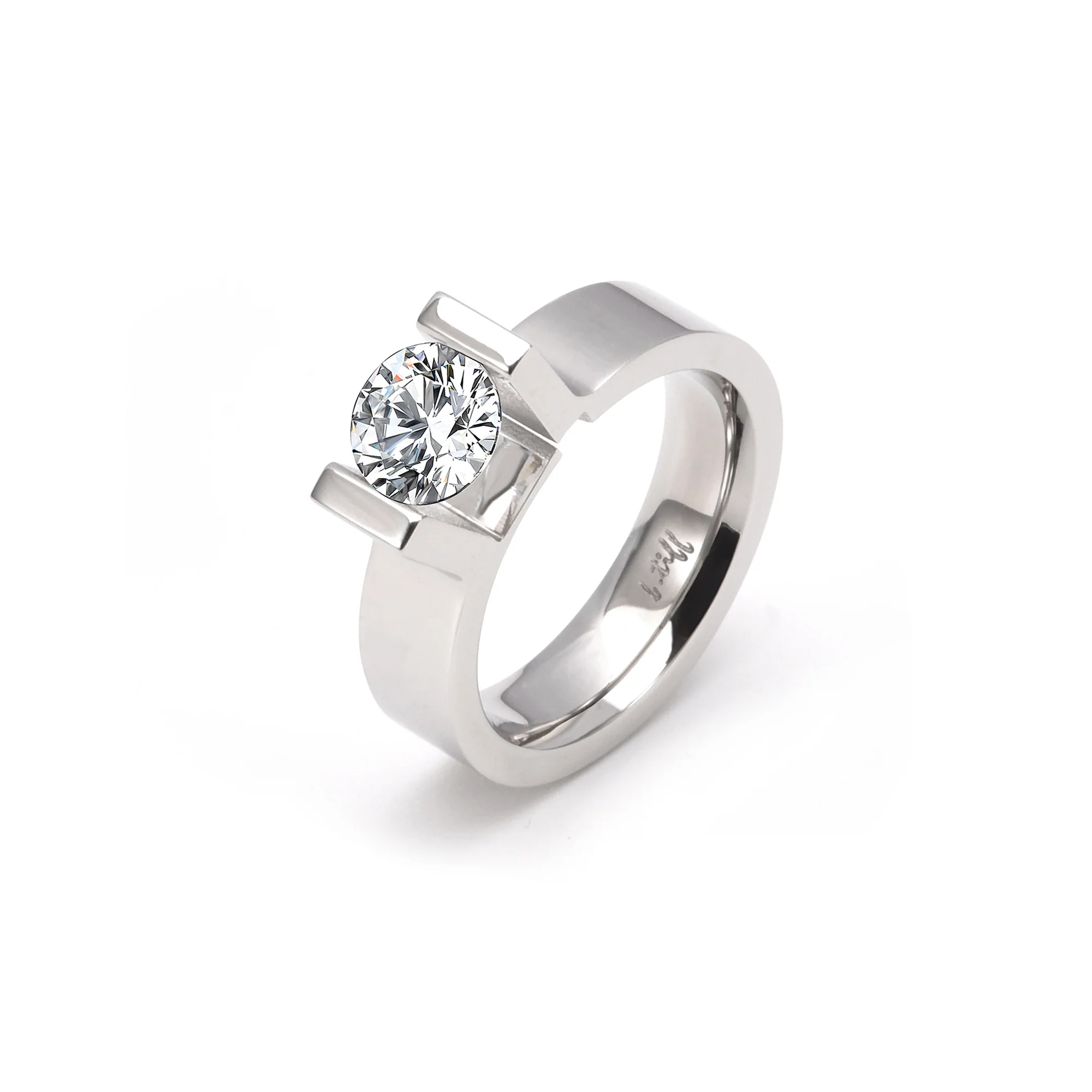 RG074W B.Tiff Tension 1 ct Round Solitaire Engagement Ring by B.Tiff New York - Image 3