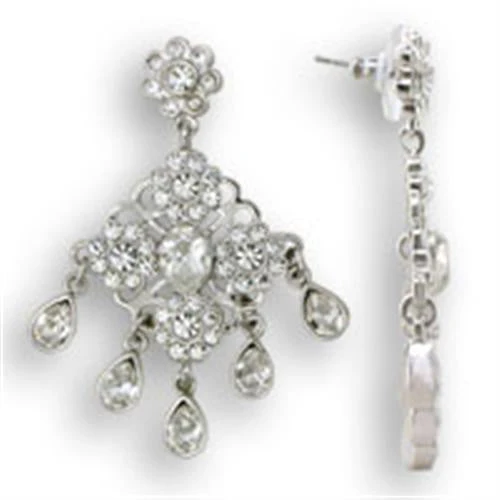 S37110 - Rhodium 925 Sterling Silver Earrings with Top Grade Crystal in Clear