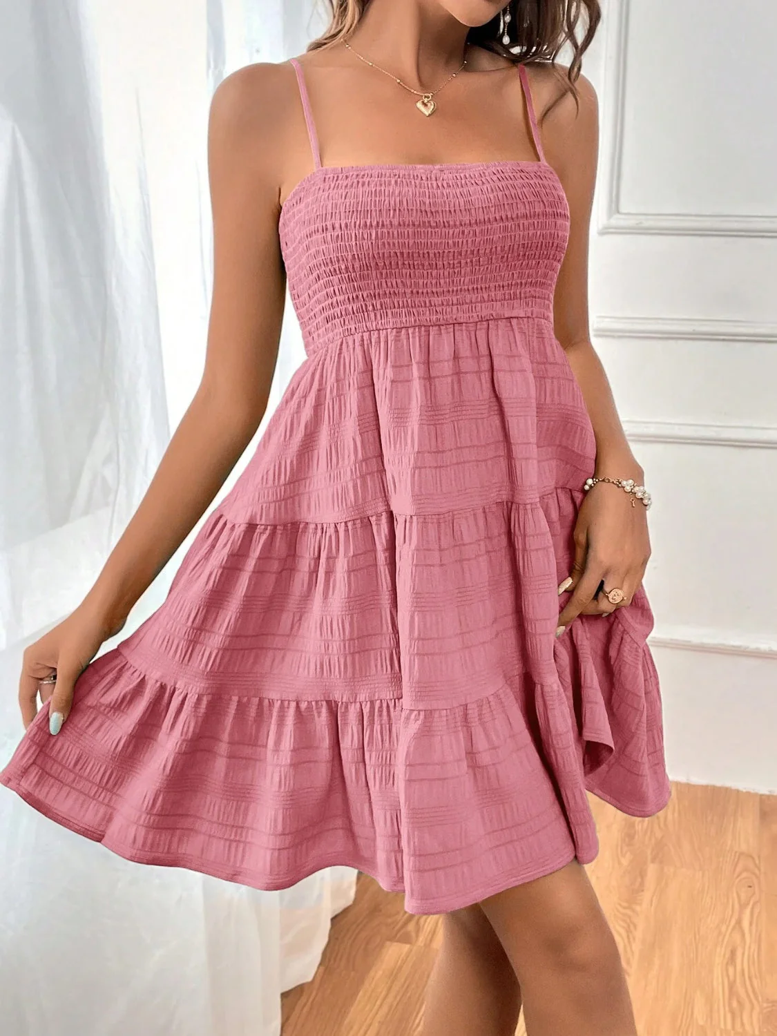 Smocked Tiered Sleeveless Mini Dress - Image 6