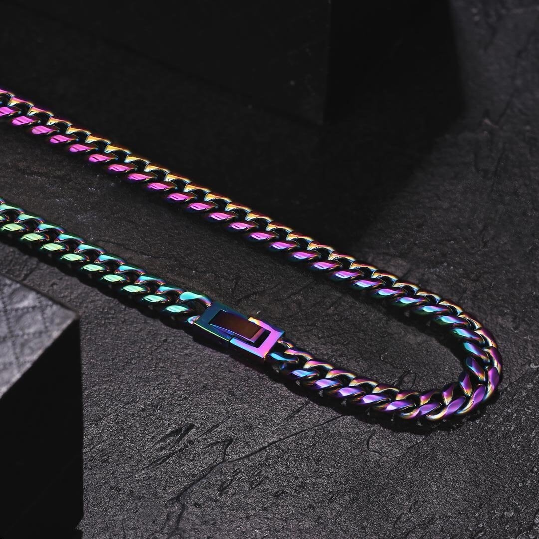 The Rainbow Baby® - 8mm Rainbow Miami Cuban Link Chain by Bling Proud | Urban Jewelry Online Store - Image 3