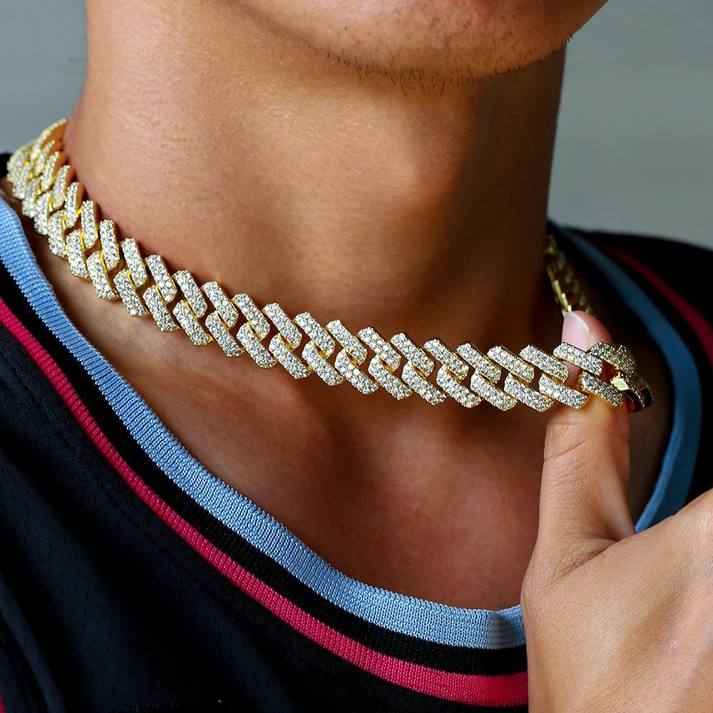The Stunning Moment III® - 14mm Iced Out Diamond Prong Link Cuban Choker Chain in 14K Gold by Bling Proud | Urban Jewelry Online Store - Image 4