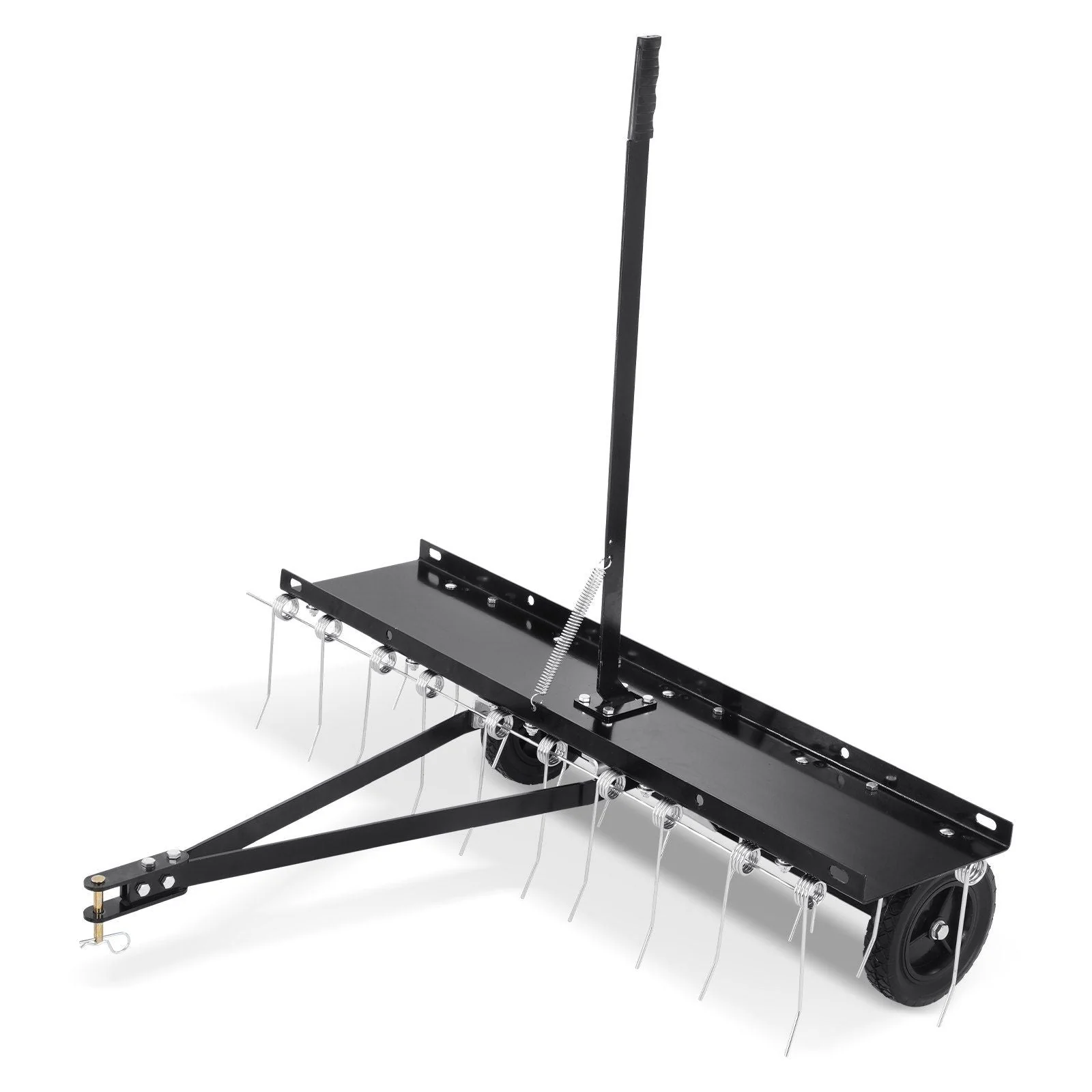 Tow Behind Dethatcher, 40-inch Tow Dethatcher with 20 Spring Steel Tines, Lawn Dethatcher Rake for ATV or Mower, Tow Behind Lawn Rake with Lift Handle for Garden Farm Grass