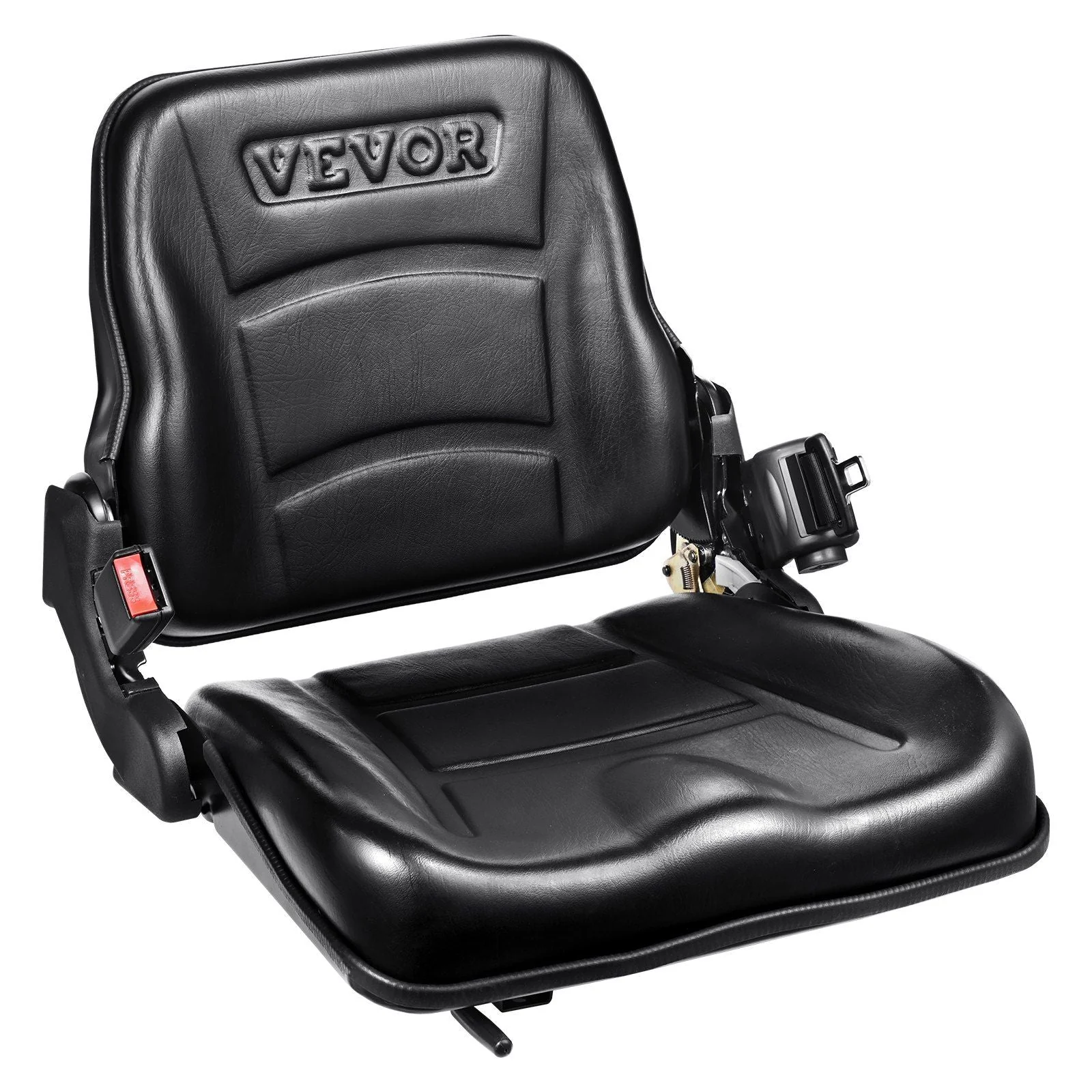 Universal Forklift Seat, Fold Down Tractor Seat with Adjustable Angle Back, Micro Switch and Retractable Seatbelt, 6.3-13.4 inch Slot Forklift Seat for Tractor Loader Excavator