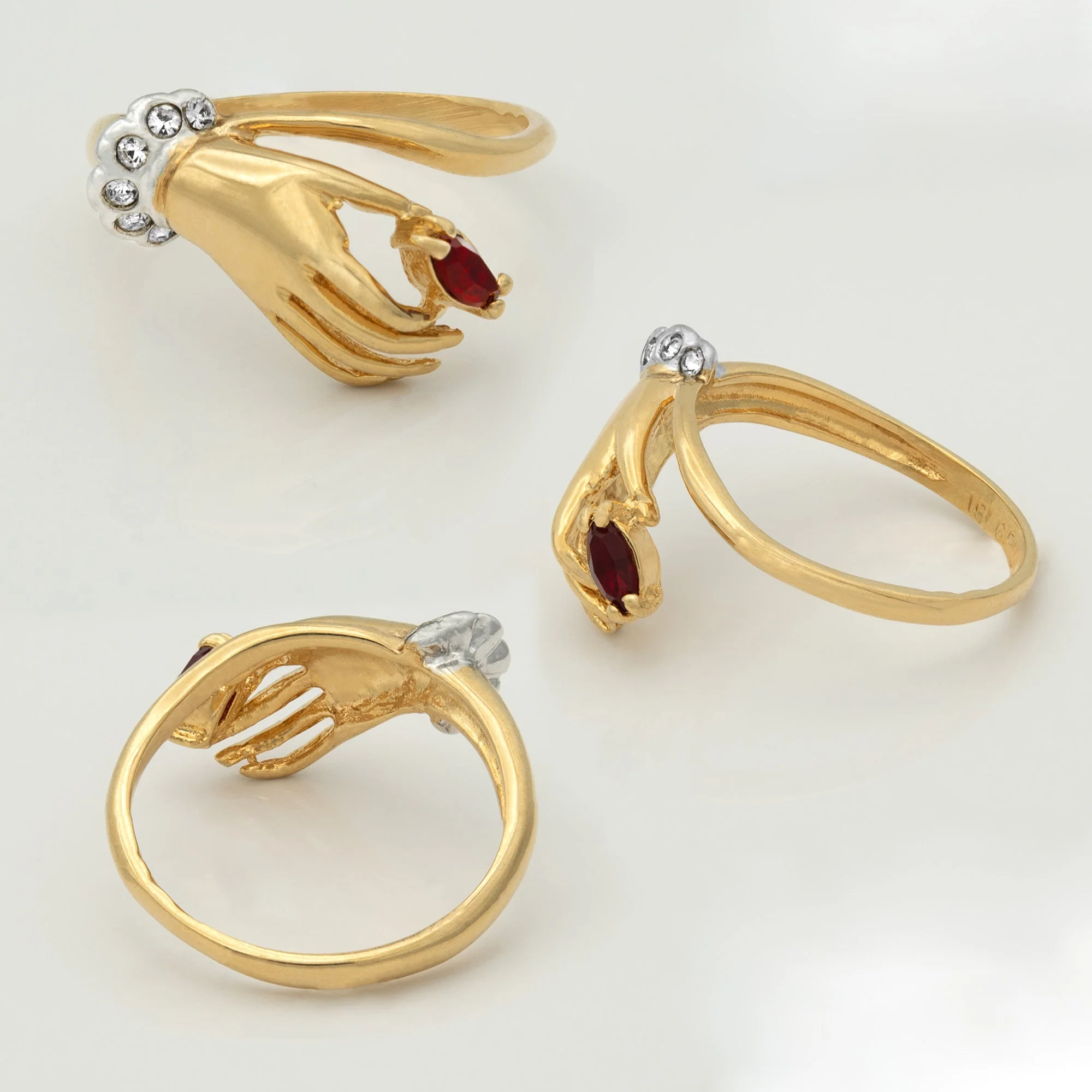Vintage Austrian Crystals 18k Yellow Gold Matte or Polished Finish Made in USA by PVD Vintage Jewelry - Image 9