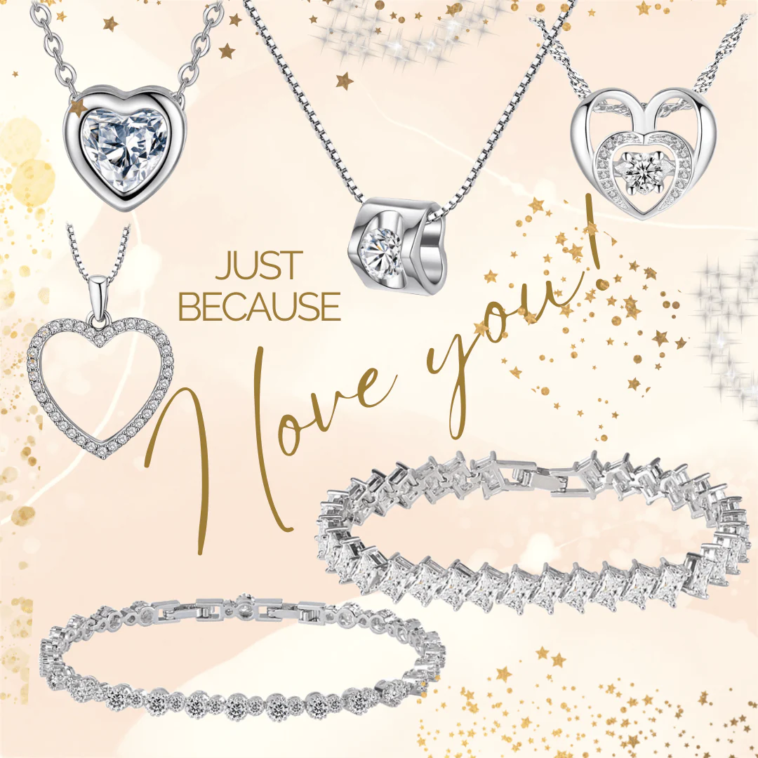 White Gold Cubic Zirconia Necklace Set with Cubic Zirconia Halo Earring Settings by Hollywood Sensation® - Image 6